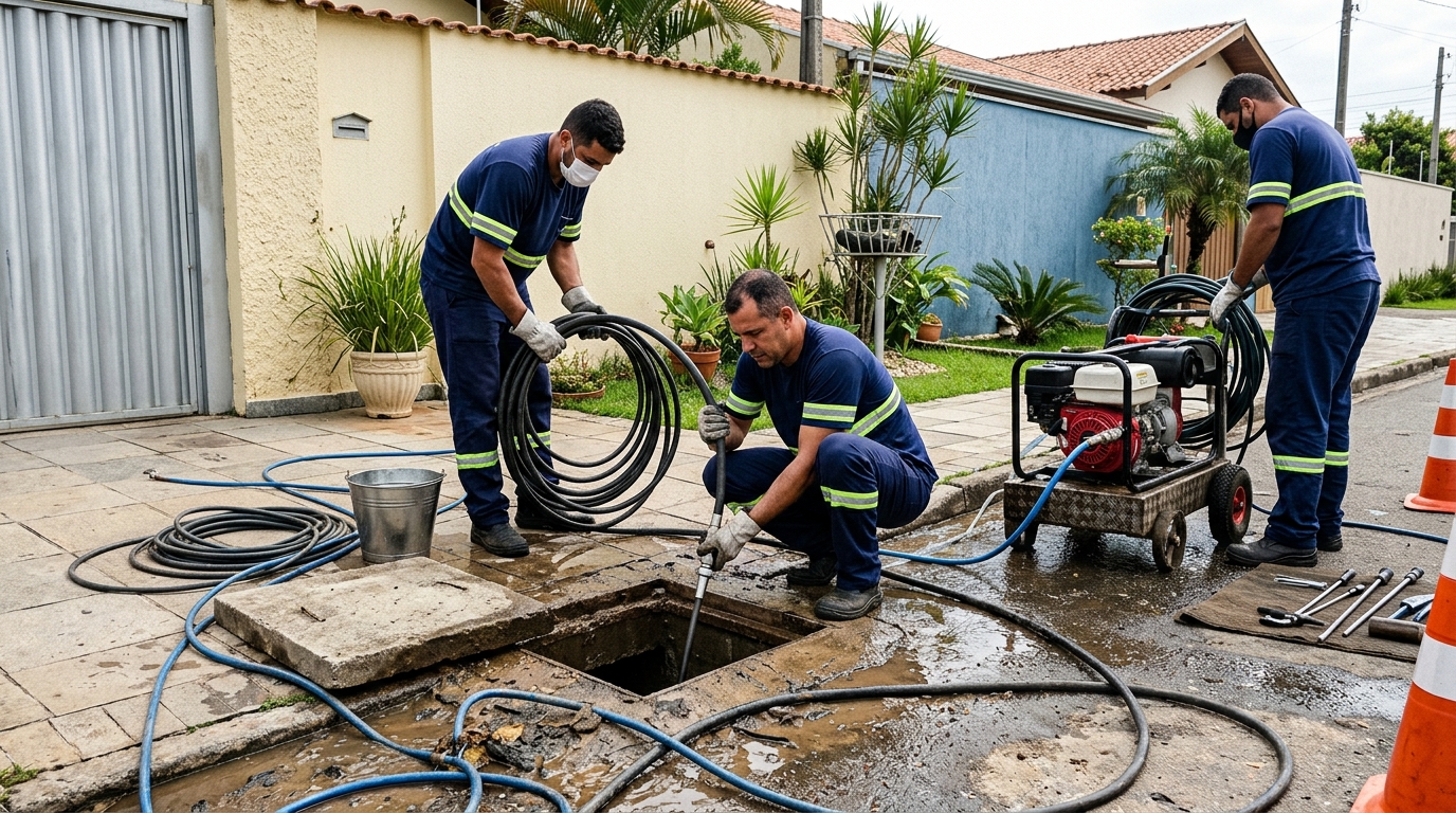 Desentupimento de esgoto residencial em Belo Horizonte-MG