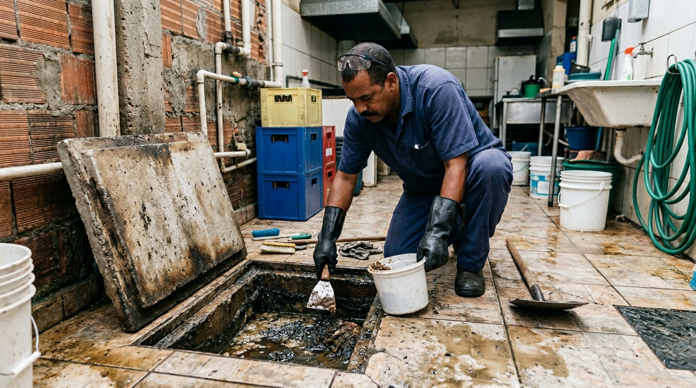 Limpeza de caixa de gordura residencial em Belo Horizonte-MG
